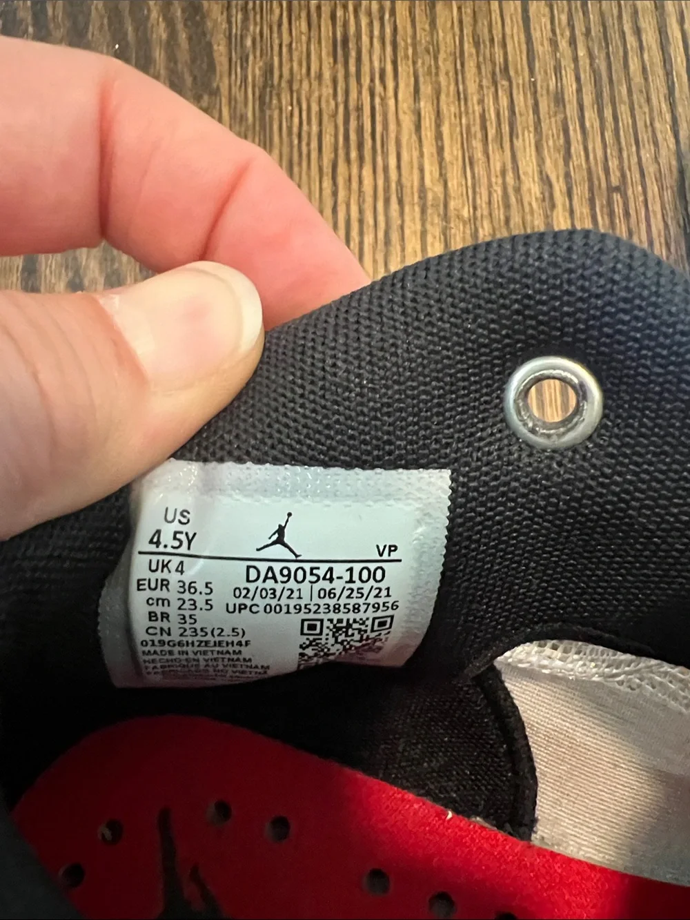 Jordan Kids' White Black Sneakers with Red Accents